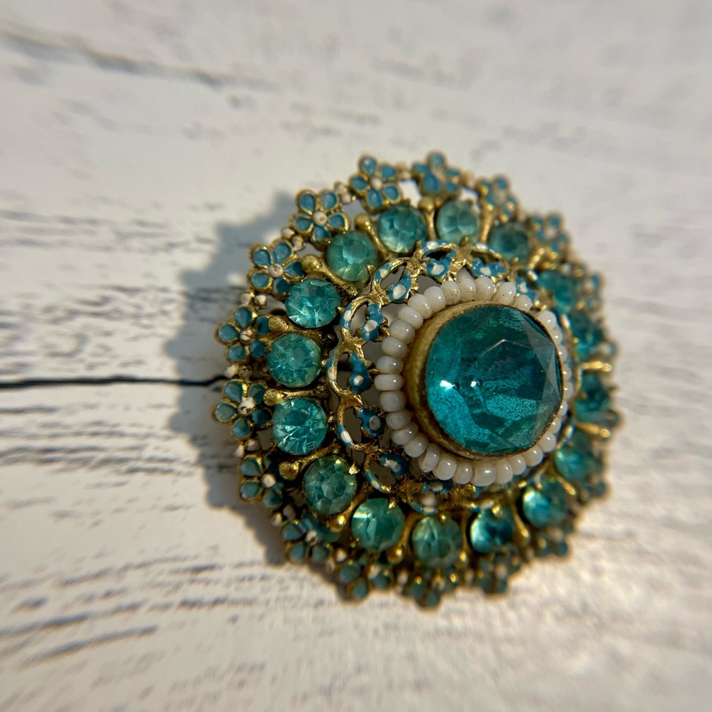 Vintage Antique 1920s/1930s Turquoise color Brooch - Picture 5 of 8
